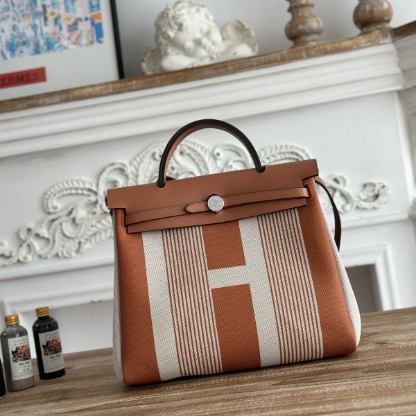 「#4639」Hermes Mini Patchwork Silver Buckle Hermes Herbag 30cm