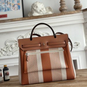 「#4639」Hermes Mini Patchwork Silver Buckle Hermes Herbag 30cm