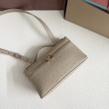 「#7030」Loro pian L19 gold buckle- FAN1034 - 19x6.5x11cm - Gray apricot ostrich pattern
