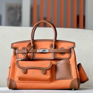 「#4642」 Hermes Cargo canvas and leather Swift bag Hermes Herbag 35cm