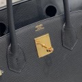 「#4077」Hermès Black Birkin Bag 30cm