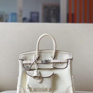 「#4647」 Hermes Cargo canvas and leather Swift bag Hermes Herbag 25cm