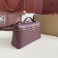 「#7032」Loro pian L19 gold buckle- FAN1034 - 19x6.5x11cm - Red wine color Ostrich skin
