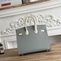 「#4653」Hermes Birkin Glacier Blue/Milkshake White Epsom Leather, Gold Buckle Hand-sewn Wax Thread 25cm