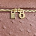 「#7034」Loro pian L19 gold buckle- FAN1034 - 19x6.5x11cm - red brick ostrichr