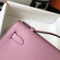 「#4079」Hermès Pink Mini Kelly 1, Gold Buckle 22*14*7cm