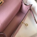 「#4079」Hermès Pink Mini Kelly 1, Gold Buckle 22*14*7cm