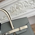 「#4654」Hermes Birkin Glacier Blue/Milkshake White Epsom Leather, Silver Buckle Hand-sewn Wax Thread 25cm