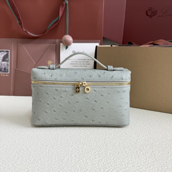 「#7036」Loro pian L19 gold buckle - FAN1034 - 19x6.5x11cm - Eucalyptus, ostrich leather 「#7036」Loro pian L19 gold buckle - FAN1034 - 19x6.5x11cm - Eucalyptus, ostrich leather