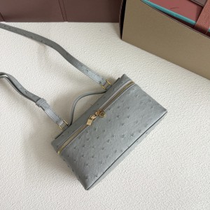 「#7036」Loro pian L19 gold buckle - FAN1034 - 19x6.5x11cm - Eucalyptus, ostrich leather