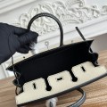 「#4657」Hermes Birkin Milkshake White/Black Epsom Leather, Silver Buckle Hand-sewn Wax Thread 25cm