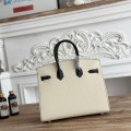 「#4658」Hermes Birkin Milkshake White/Black Epsom Leather, Gold Buckle Hand-sewn Wax Thread 25cm