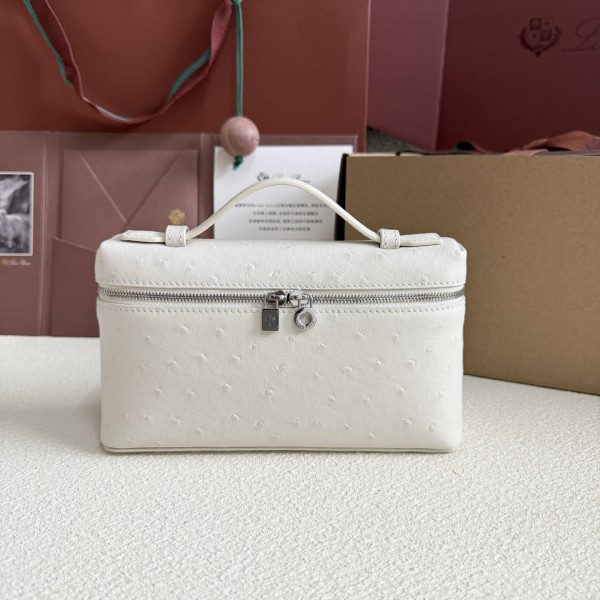 「#7037」Loro pian L19 silver buckle - FAN1034 - 19x6.5x11cm - tender white,Ostrich skin 「#7037」Loro pian L19 silver buckle - FAN1034 - 19x6.5x11cm - tender white,Ostrich skin