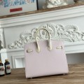 「#4663」Hermes Birkin Dreamy Pink/Milkshake White Epsom Leather, Silver Buckle Hand-sewn Wax Thread 25cm
