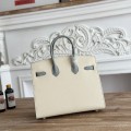 「#4664」Hermes Birkin Milkshake White/Glacier Blue Epsom Leather, Silver Buckle Hand-sewn Wax Thread 25cm
