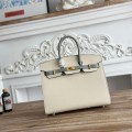「#4665」Hermes Birkin Milkshake White/Glacier Blue Epsom Leather, Gold Buckle Hand-sewn Wax Thread 25cm