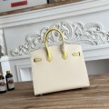 「#4668」Hermes Birkin Milkshake White/Chicken Yellow Epsom Leather, Silver Buckle Hand-sewn Wax Thread 25cm