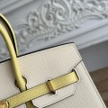 「#4669」Hermes Birkin Milkshake White/Chicken Yellow Epsom Leather, Gold Buckle Hand-sewn Wax Thread 25cm