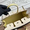 「#4669」Hermes Birkin Milkshake White/Chicken Yellow Epsom Leather, Gold Buckle Hand-sewn Wax Thread 25cm