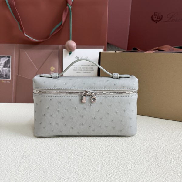 「#7041」Loro pian L19 silver buckle - FAN1034 - 19x6.5x11cm - eucalyptus，Ostrich skin