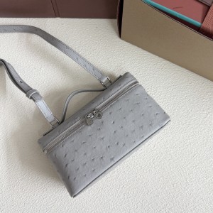 「#7041」Loro pian L19 silver buckle - FAN1034 - 19x6.5x11cm - eucalyptus，Ostrich skin