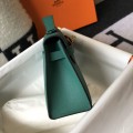 「#4081」Hermes Velvet Green Mini Kelly Bag No.1, Gold Buckle 22*14*7cm