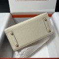 「#4670」Hermes Birkin Milkshake White and Black Epsom Leather, Gold Buckle, Hand-sewn Wax Thread 25cm
