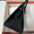 「#4670」Hermes Birkin Milkshake White and Black Epsom Leather, Gold Buckle, Hand-sewn Wax Thread 25cm