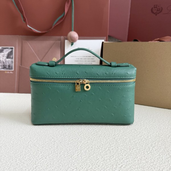 「#7042」Loro pian L19 gold buckle - FAN1034 - 19x6.5x11cm - Malachite Green,Ostrich skin 「#7042」Loro pian L19 gold buckle - FAN1034 - 19x6.5x11cm - Malachite Green,Ostrich skin