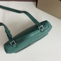 「#7043」Loro pian L19 silver buckle - FAN1034 - 19x6.5x11cm - Malachite Green，Ostrich skin