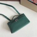 「#7043」Loro pian L19 silver buckle - FAN1034 - 19x6.5x11cm - Malachite Green，Ostrich skin