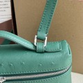 「#7043」Loro pian L19 silver buckle - FAN1034 - 19x6.5x11cm - Malachite Green，Ostrich skin