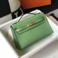 「#4082」 Hermès Avocado Green Mini Kelly Bag No. 1, Gold Buckle 22*14*7cm