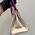 「#4673」Hermes Birkin Milkshake White/L3 Rose Purple Epsom Leather, Gold Buckle Hand-sewn Wax Thread 25cm