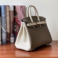 「#4674」Hermes Birkin three-tone epsom leather, gold buckle, hand-sewn wax thread 25cm