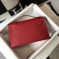 「#4083」 Hermès red mini Kelly bag size 1, gold buckle 22*14*7cm