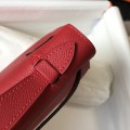 「#4083」 Hermès red mini Kelly bag size 1, gold buckle 22*14*7cm