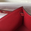「#4083」 Hermès red mini Kelly bag size 1, gold buckle 22*14*7cm