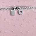 「#7044」Loro pian L19 silver buckle - FAN1034 - 19x6.5x11cm - Sakura powder，Ostrich skin