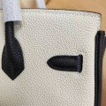 「#4679」Hermes Birkin Milkshake White and Black Epsom Leather, Gold Buckle Hand-sewn Wax Thread 25cm