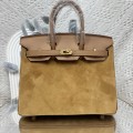 「#4680」Hermes Birkin suede 4B biscuit color Swift hood epsom leather, gold buckle, hand-sewn wax thread 25cm