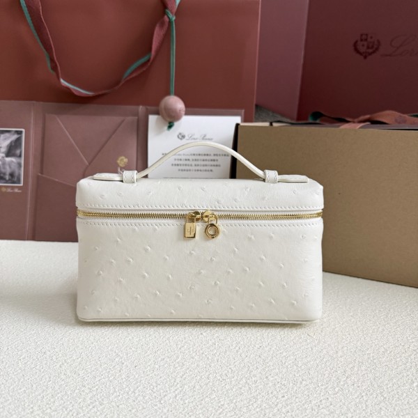 「#7046」Loro pian L19 gold buckle - FAN1034 - 19x6.5x11cm -Tender white,Ostrich skin 「#7046」Loro pian L19 gold buckle - FAN1034 - 19x6.5x11cm -Tender white,Ostrich skin