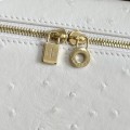 「#7046」Loro pian L19 gold buckle - FAN1034 - 19x6.5x11cm -Tender white,Ostrich skin 「#7046」Loro pian L19 gold buckle - FAN1034 - 19x6.5x11cm -Tender white,Ostrich skin