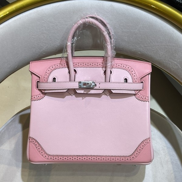 「#4681」Hermes Birkin lace model, epsom leather, silver buckle, hand-sewn wax thread 25cm