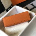 「#4084」 Hermès Orange Mini Kelly Bag No. 1, Gold Buckle 22*14*7cm