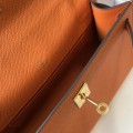 「#4084」 Hermès Orange Mini Kelly Bag No. 1, Gold Buckle 22*14*7cm