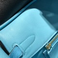 「#4684」Hermes Birkin black with light blue gold buckle epsom leather, hand-sewn wax thread 30cm