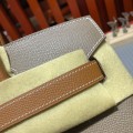 「#4685」Hermes Birkin Elephant Grey with Khaki Silver Buckle Epsom Leather, Hand-sewn Wax Thread30cm