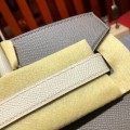 「#4686」Hermes Birkin Iron Grey with Milkshake Silver Buckle Epsom Leather, Hand-sewn Wax Thread 30cm