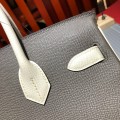 「#4686」Hermes Birkin Iron Grey with Milkshake Silver Buckle Epsom Leather, Hand-sewn Wax Thread 30cm